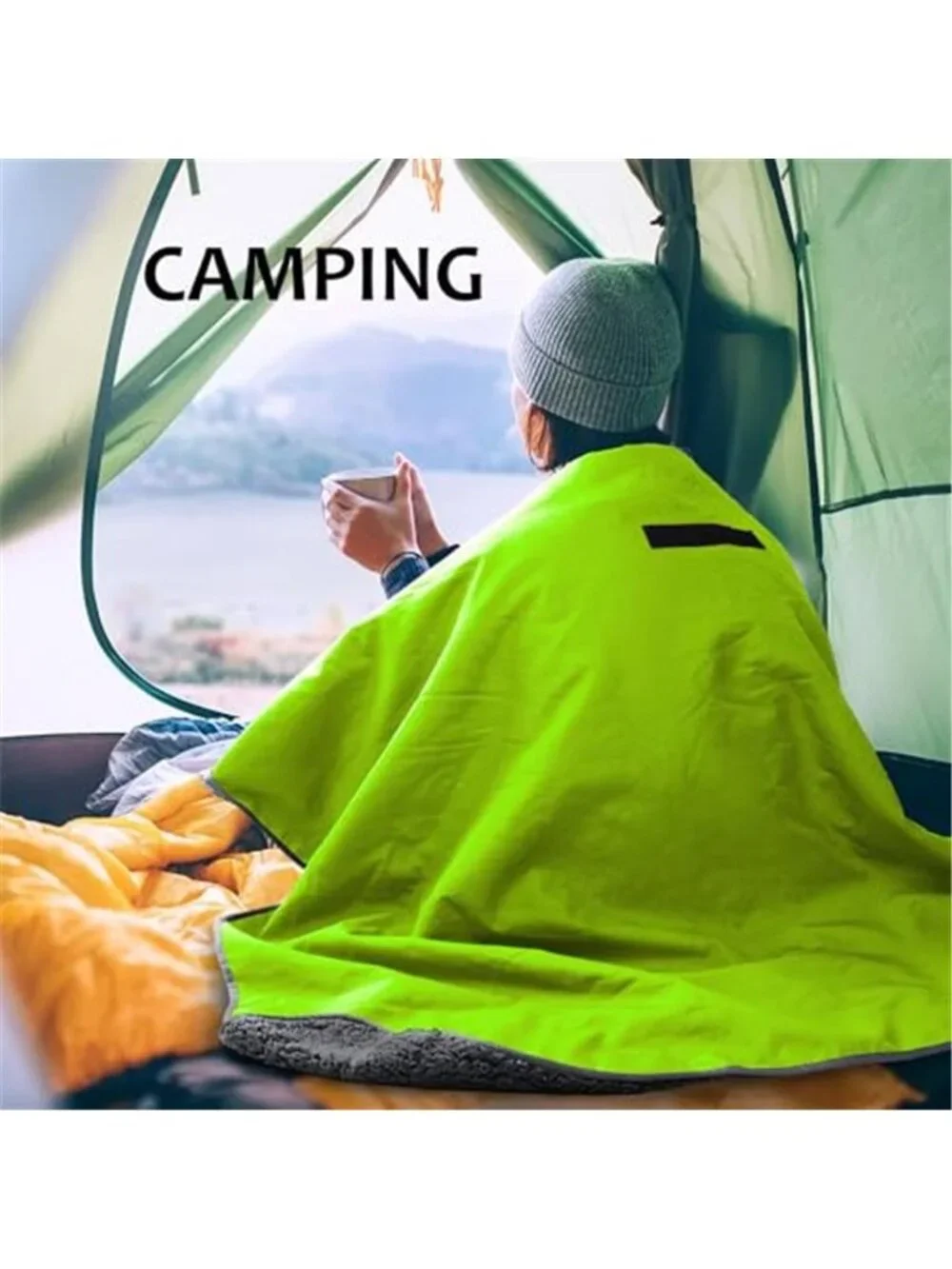Waterproof Stadium Blanket Sherpa Fleece Camping Picnic Outdoor Travel Blanket